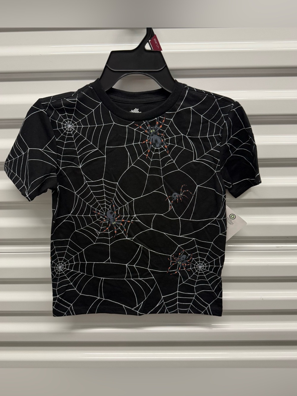 Celebrate Halloween Unisex Kids Child Spider Web Creepy Graphic Tee Sm 6-7 NWT